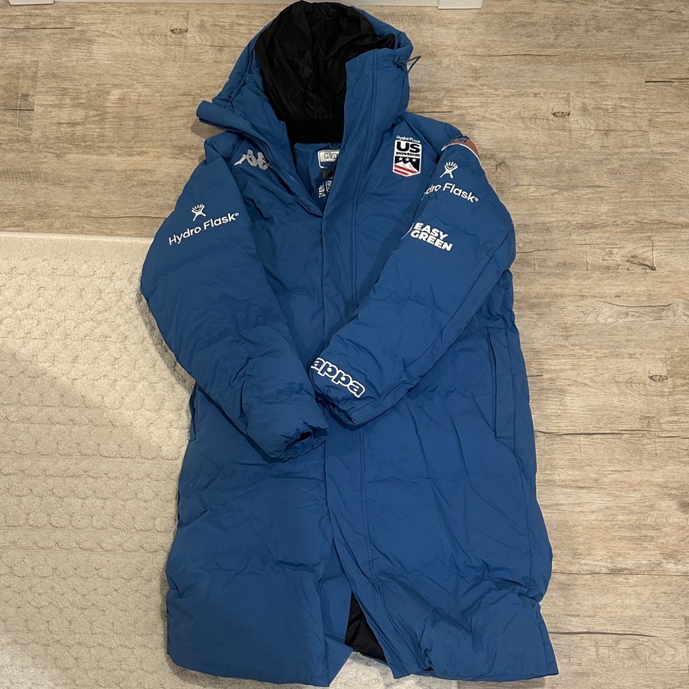 Kappa U.S. Snowboard Blue Long Puffer Coat with Hood